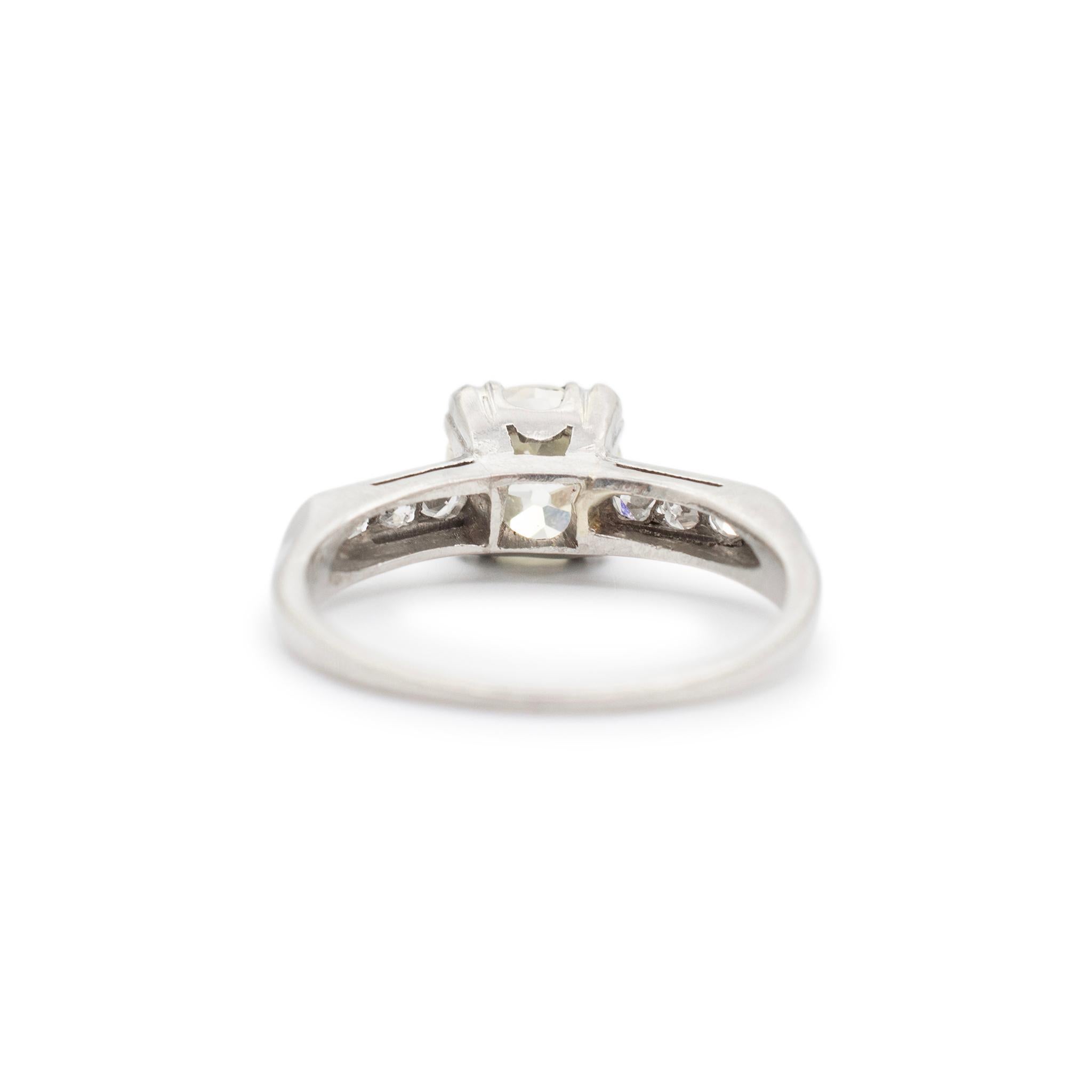 Women's Antique Platinum Old European Accented Diamond Engagement Ring For Sale