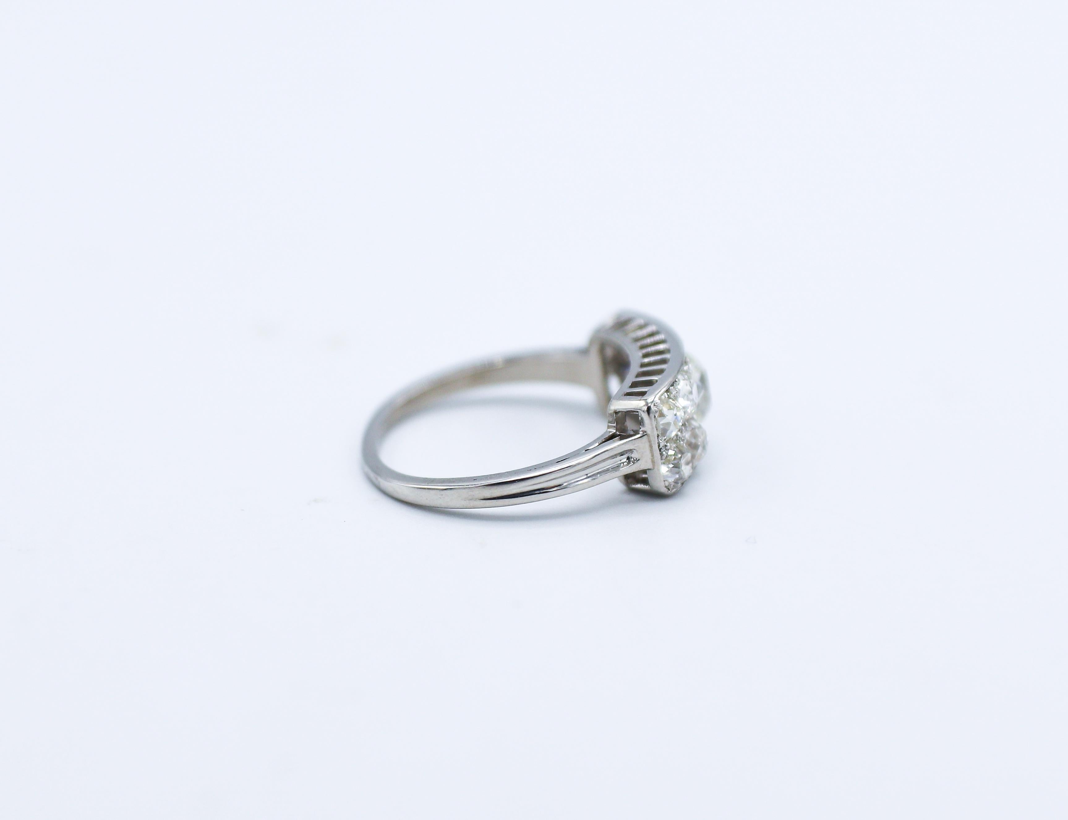 Women's Antique Platinum Old Mine Cut Diamond Cluster Ring