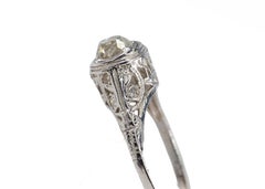 Antique Platinum Old Mine Cut Diamond Filigree Ring
