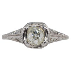 Antique Platinum Old Mine Cut Diamond Filigree Ring