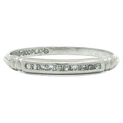 Antique Platinum Old Single Cut Channel Set Diamond Dainty Band ring