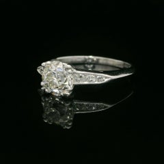 Antique Platinum Palladium GIA 1.53ctw Old European Diamond Engagement Ring