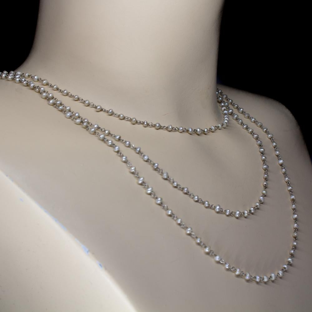 Antique Platinum Pearls Necklace 1