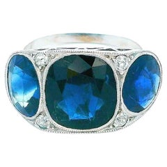 Bague ancienne avec 3 saphirs bleus