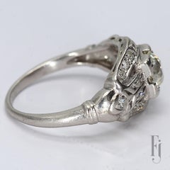 Antique Platinum Ring with Old European-cut Center & Diamond Accents - Size 5.75