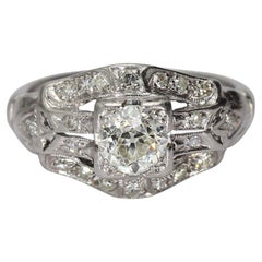 Antique Platinum Ring with Old European-cut Center
Diamond Accents - Size 5.75