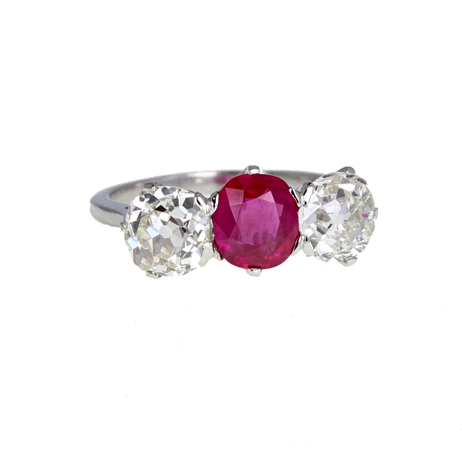 ruby diamond platinum ring