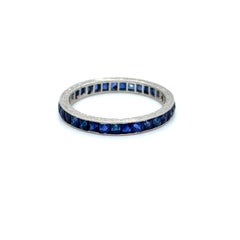Antique Platinum Sapphire Eternity Wedding Band - 2.00ct.