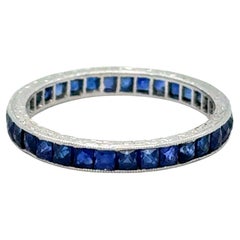 Antique Platinum Sapphire Eternity Wedding Band - 2.00ct.