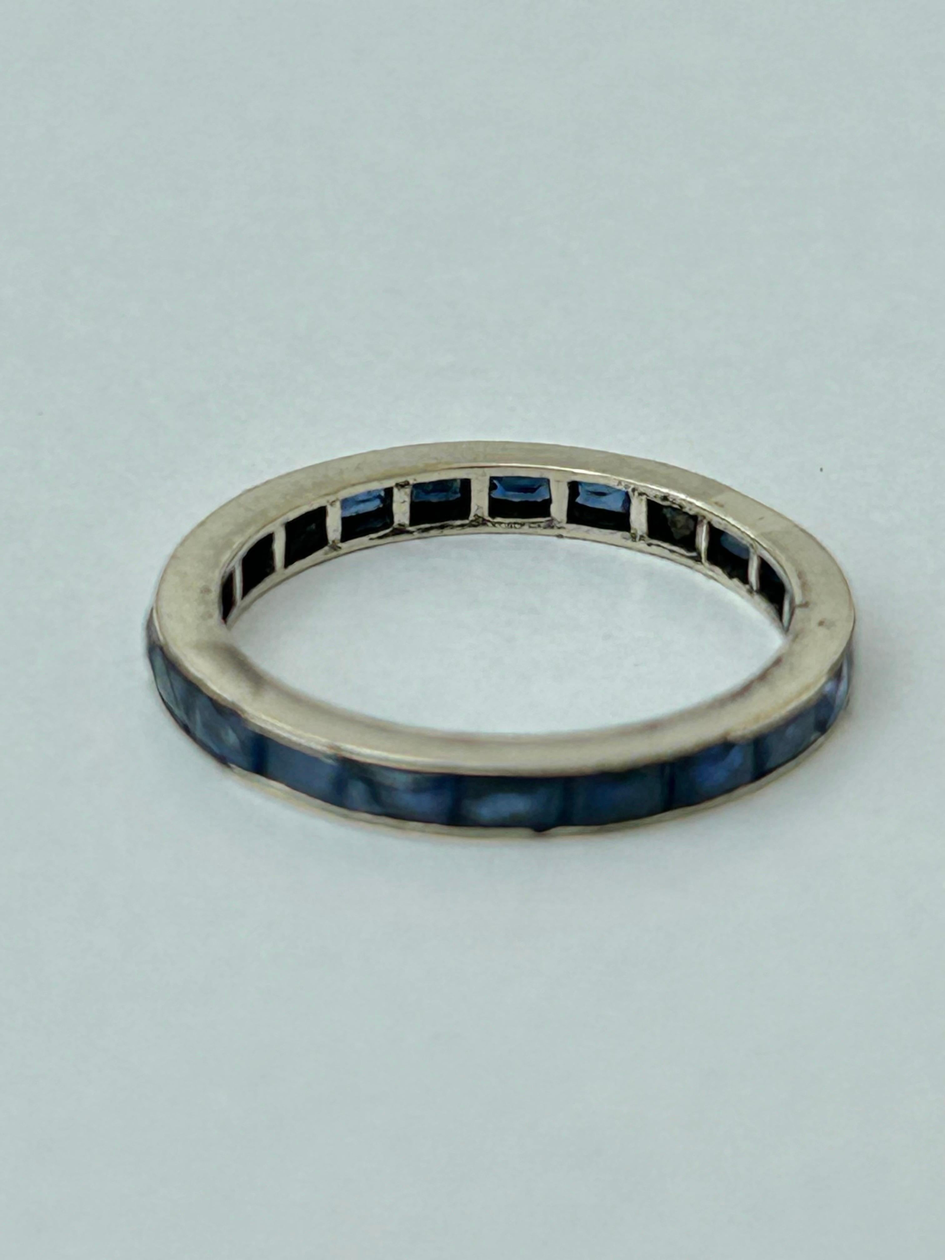Art Deco Antique Platinum Sapphire Full Eternity Band Ring