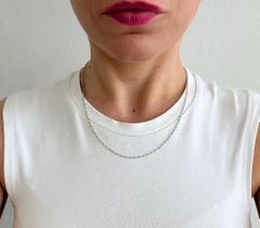 Antique Platinum Seed Pearl Trace Link Necklace, 17 3/4 inches