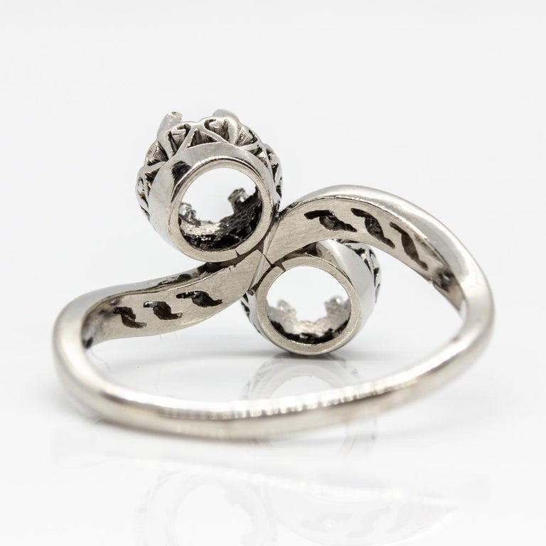 Antique Platinum Semi Mounting Toi Et Moi Ring For Sale at 1stDibs