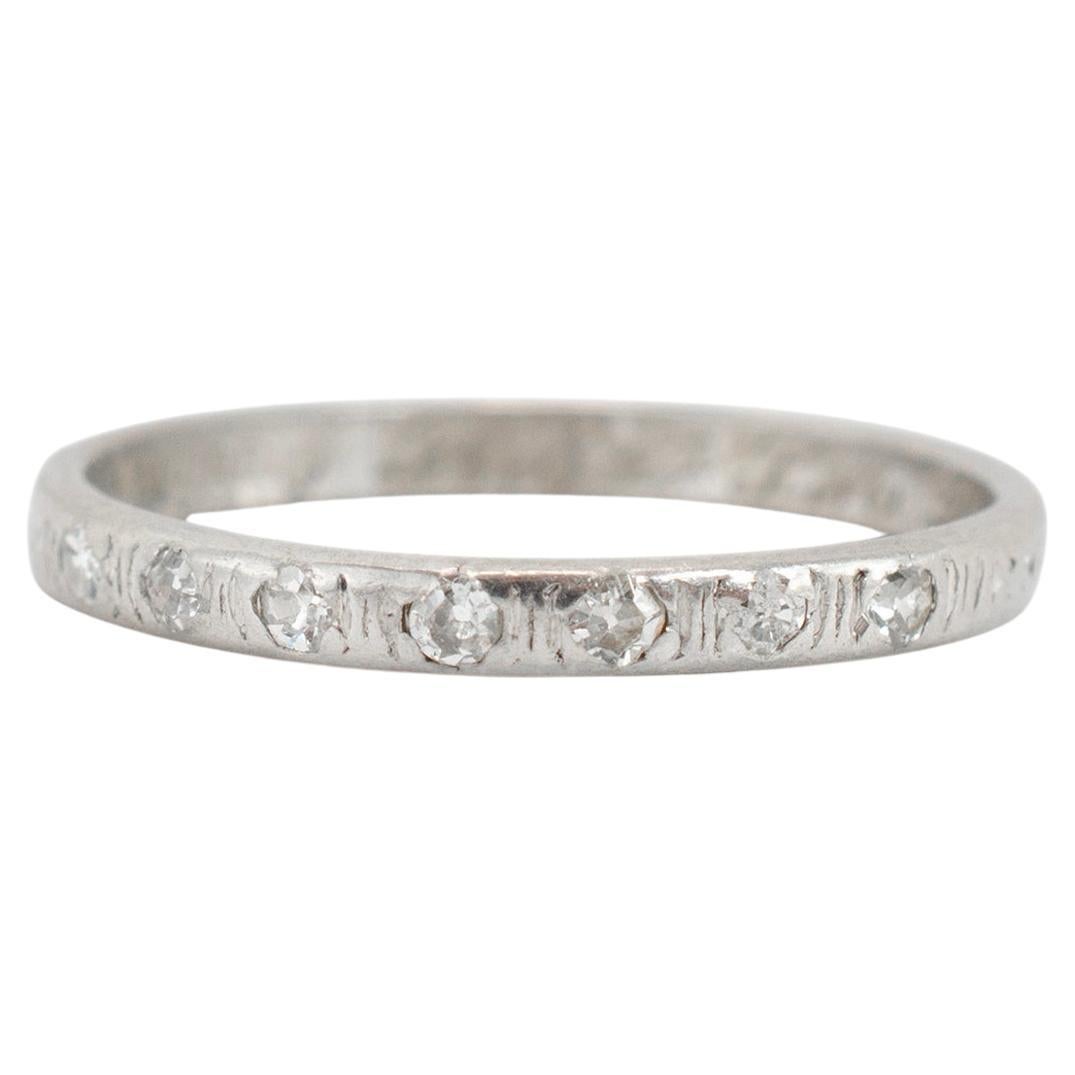 Antique Platinum Seven Across Single Cut Diamond Wedding Band