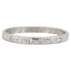 Vintage Platinum Seven Across Single Cut Diamond Wedding Band