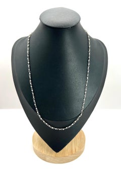 Antique Platinum Stamped, Edwardian era Seed Pearl Trace Link Necklace