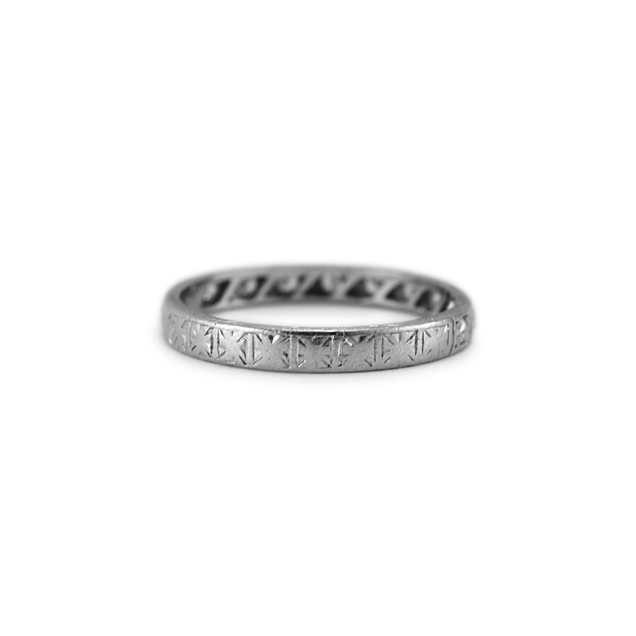 Women's Antique Platinum Textured Half Eternity Diamond Wedding Band