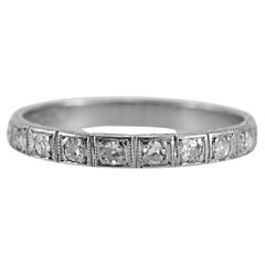 Antique Platinum Textured Half Eternity Diamond Wedding Band