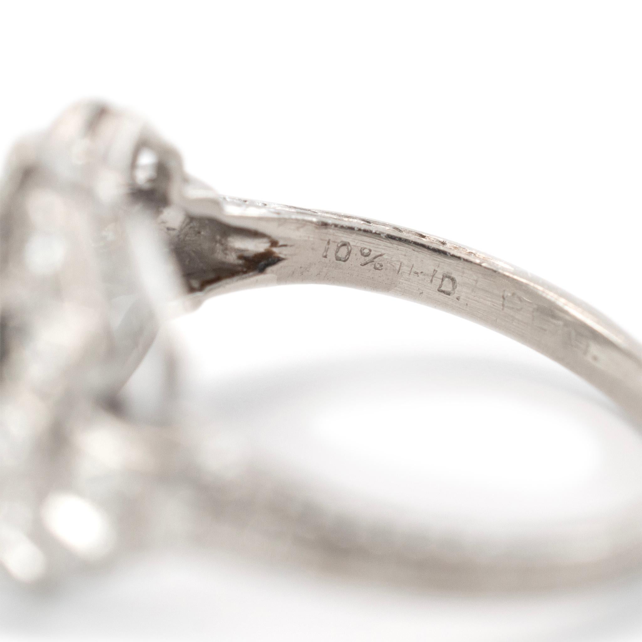 Women's Antique Platinum Three Stone Marquee & Old European Cut Diamond Cocktail Ring