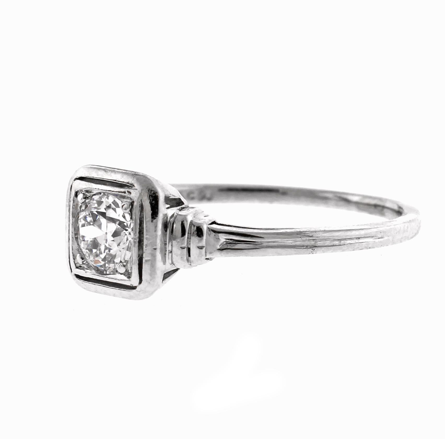 Antique Platinum Tiffany Solitaire In Good Condition In Bethesda, MD