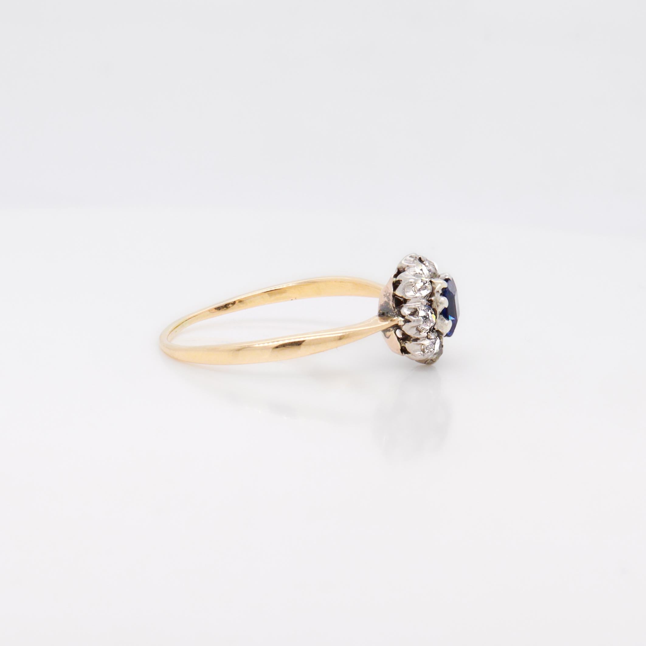 Bague ancienne en or 14 carats, saphirs et diamants en vente 5
