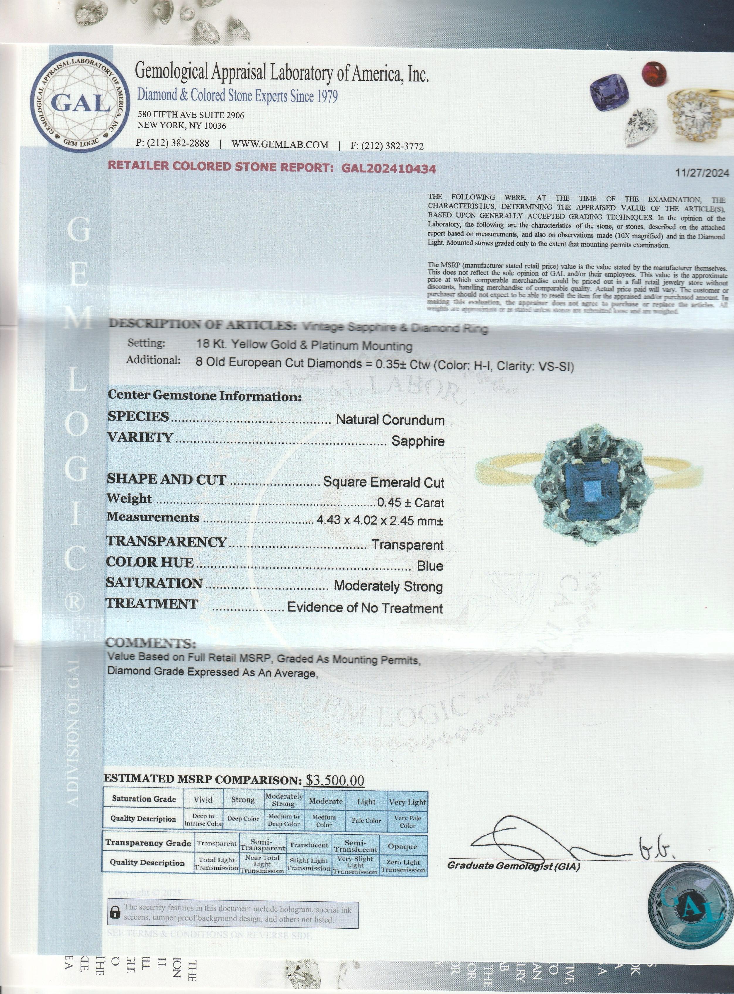 Bague ancienne en or 14 carats, saphirs et diamants en vente 6