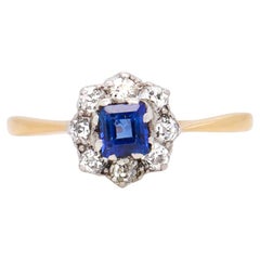 Bague ancienne en or 14 carats, saphirs et diamants