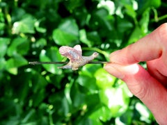Antique Platinum Yellow and Rose Gold Bird Bar Brooch
