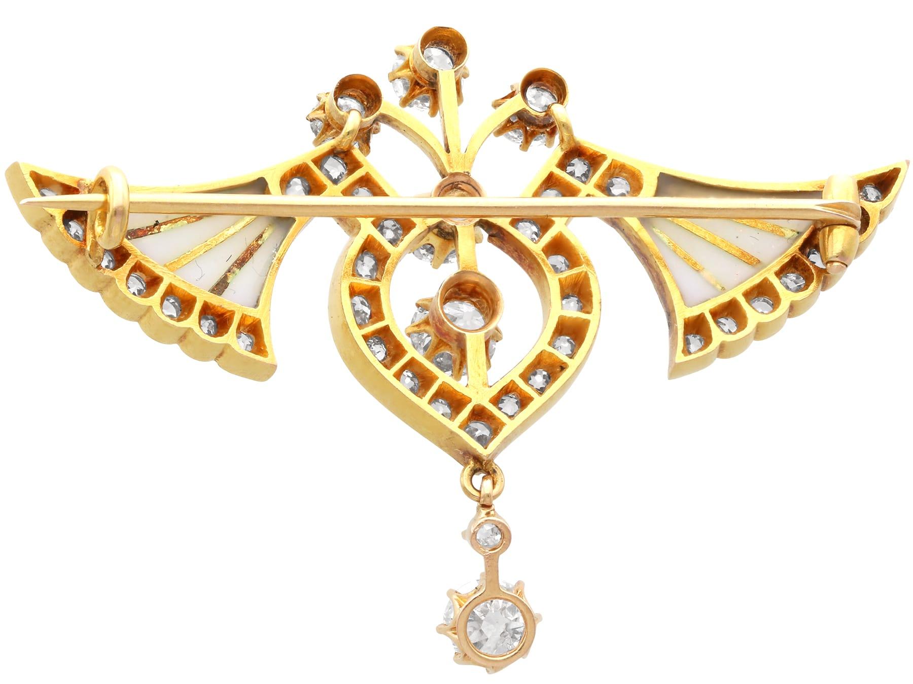 Spilla antica in oro giallo 21k e diamanti da 4,23 carati Circa 1890 in vendita 1