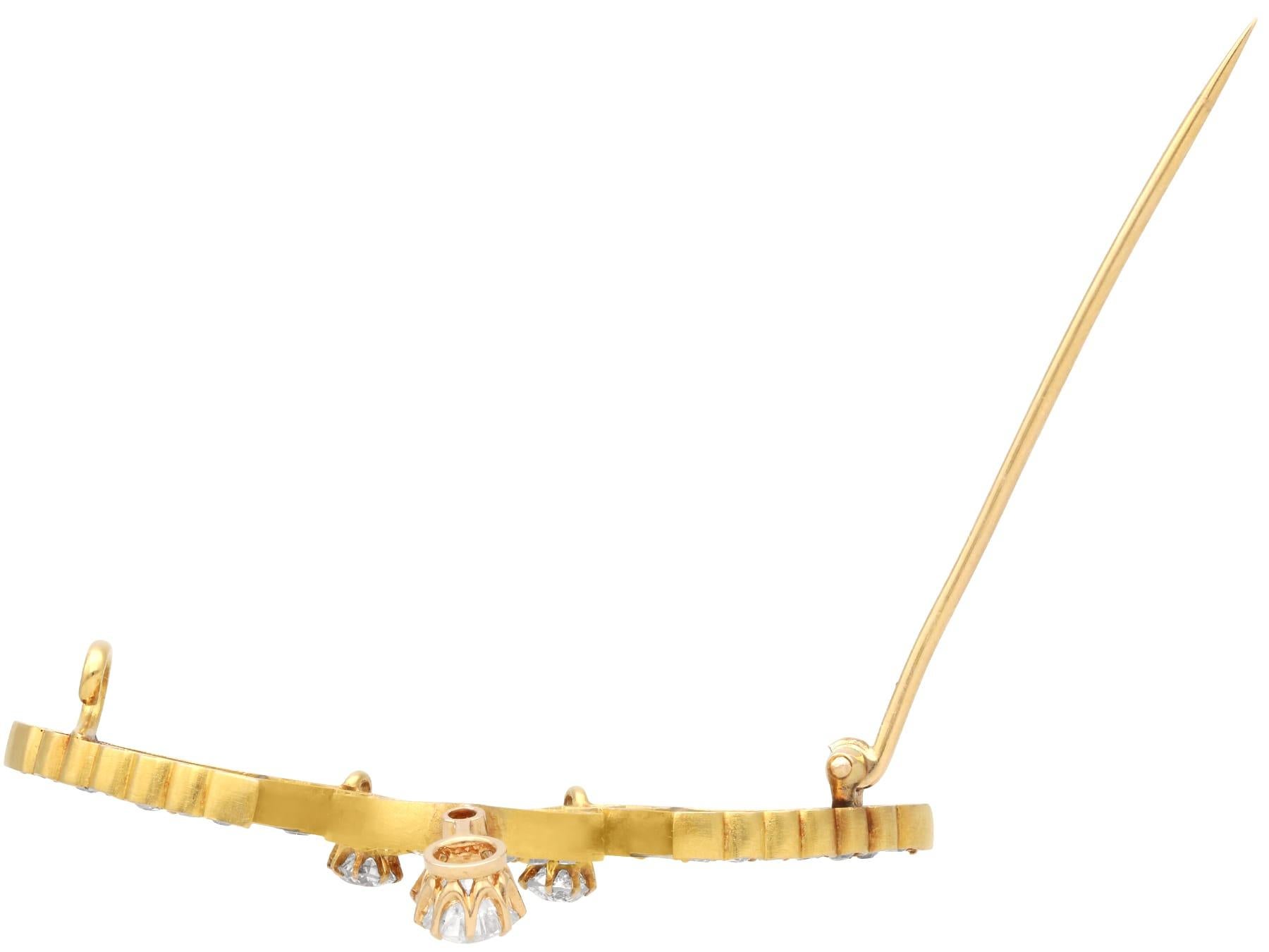 Spilla antica in oro giallo 21k e diamanti da 4,23 carati Circa 1890 in vendita 2
