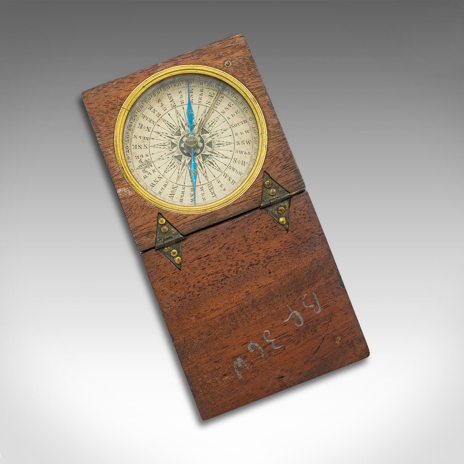 British Antique Pocket Explorer's Compass, English, Navigation Instrument, Victorian