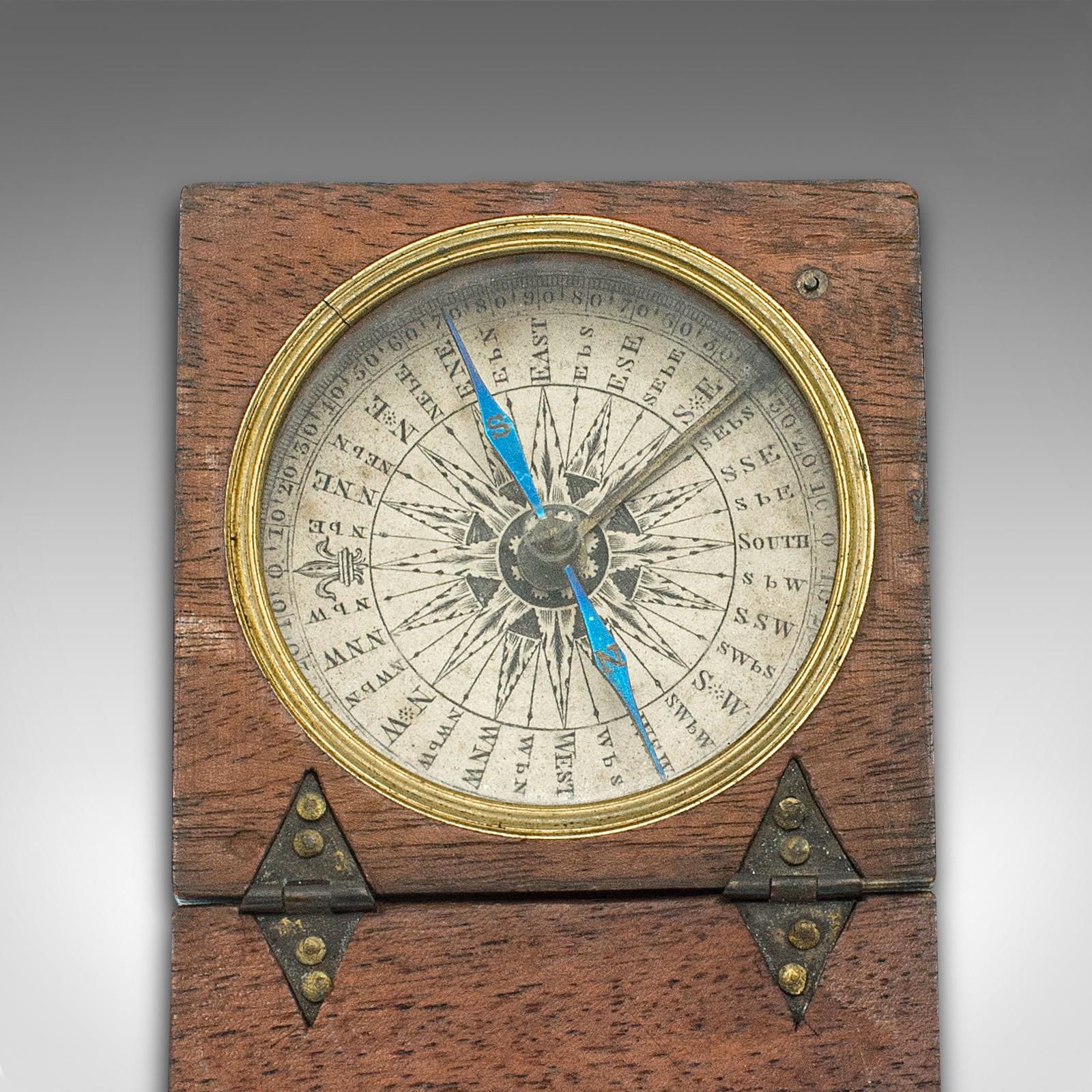 Antique Pocket Explorer's Compass, English, Navigation Instrument, Victorian In Good Condition In Hele, Devon, GB