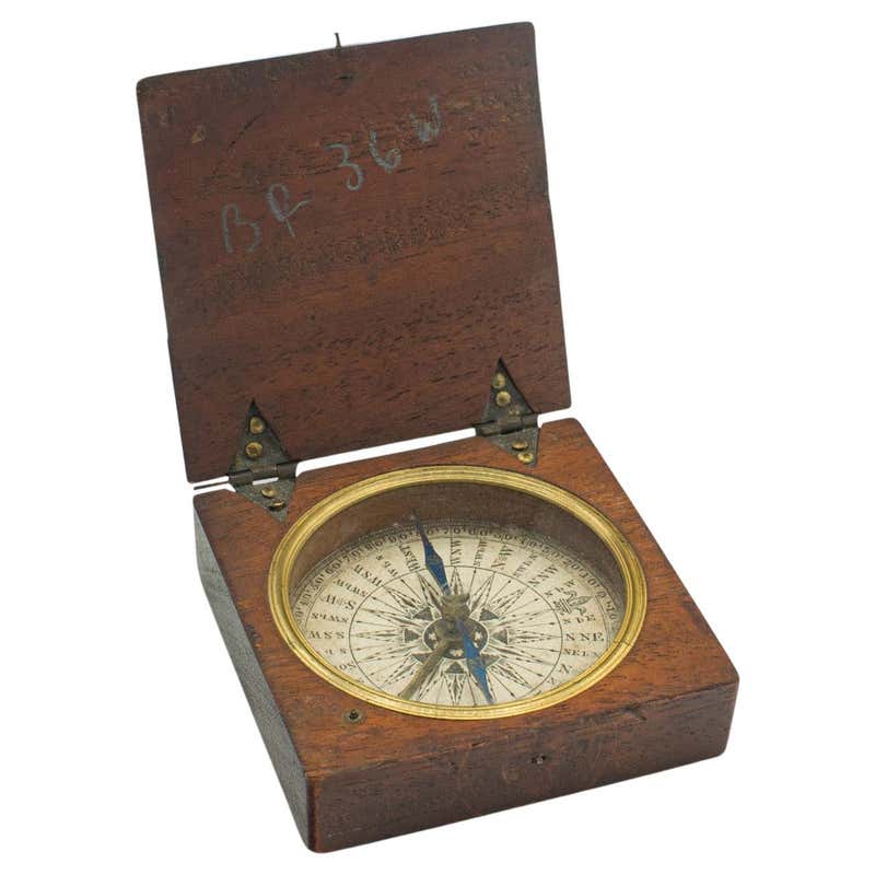 Vintage, Handheld Bearing Compass, English, Oak, Maritime, Navigation ...