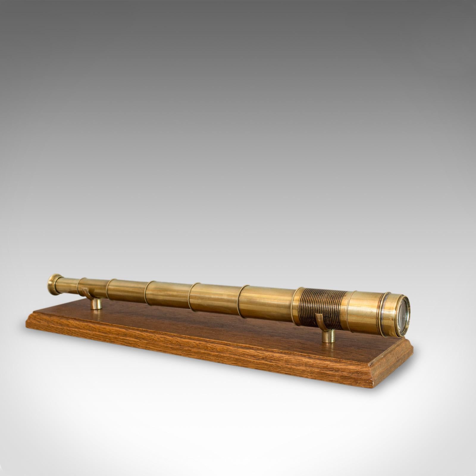 This is an antique pocket telescope. An English, brass six draw refractor for terrestrial or astronomical use dating to the mid-19th century, circa 1840.

Perfect for bird watching, landscape appreciation, wildlife stalking, or maritime