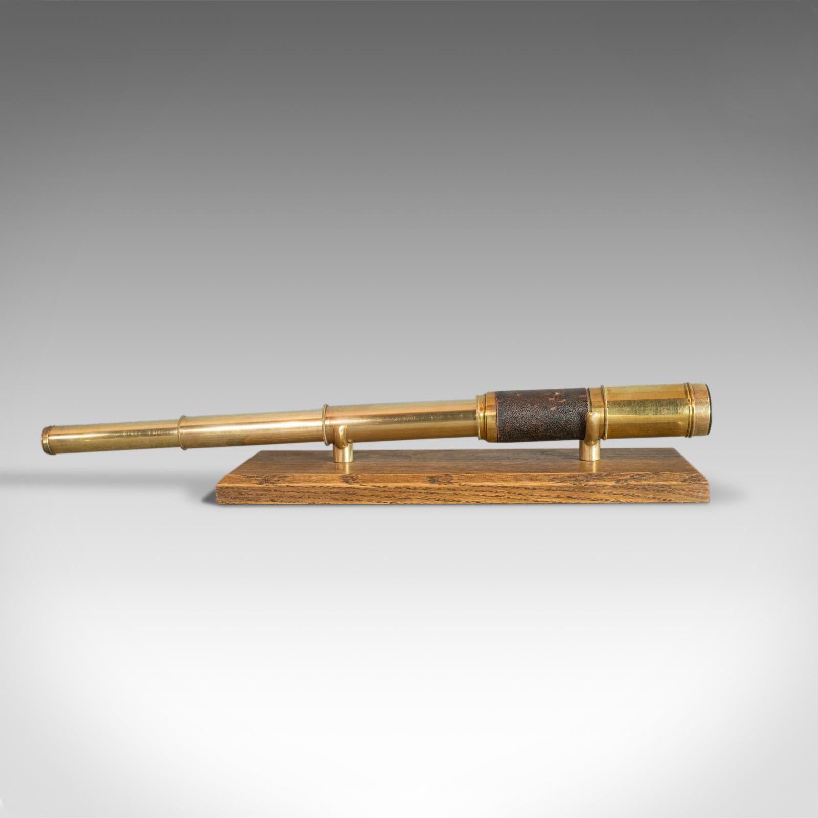 Antique Pocket Telescope, Three Draw, Refractor, English, Victorian, circa 1880 In Good Condition In Hele, Devon, GB