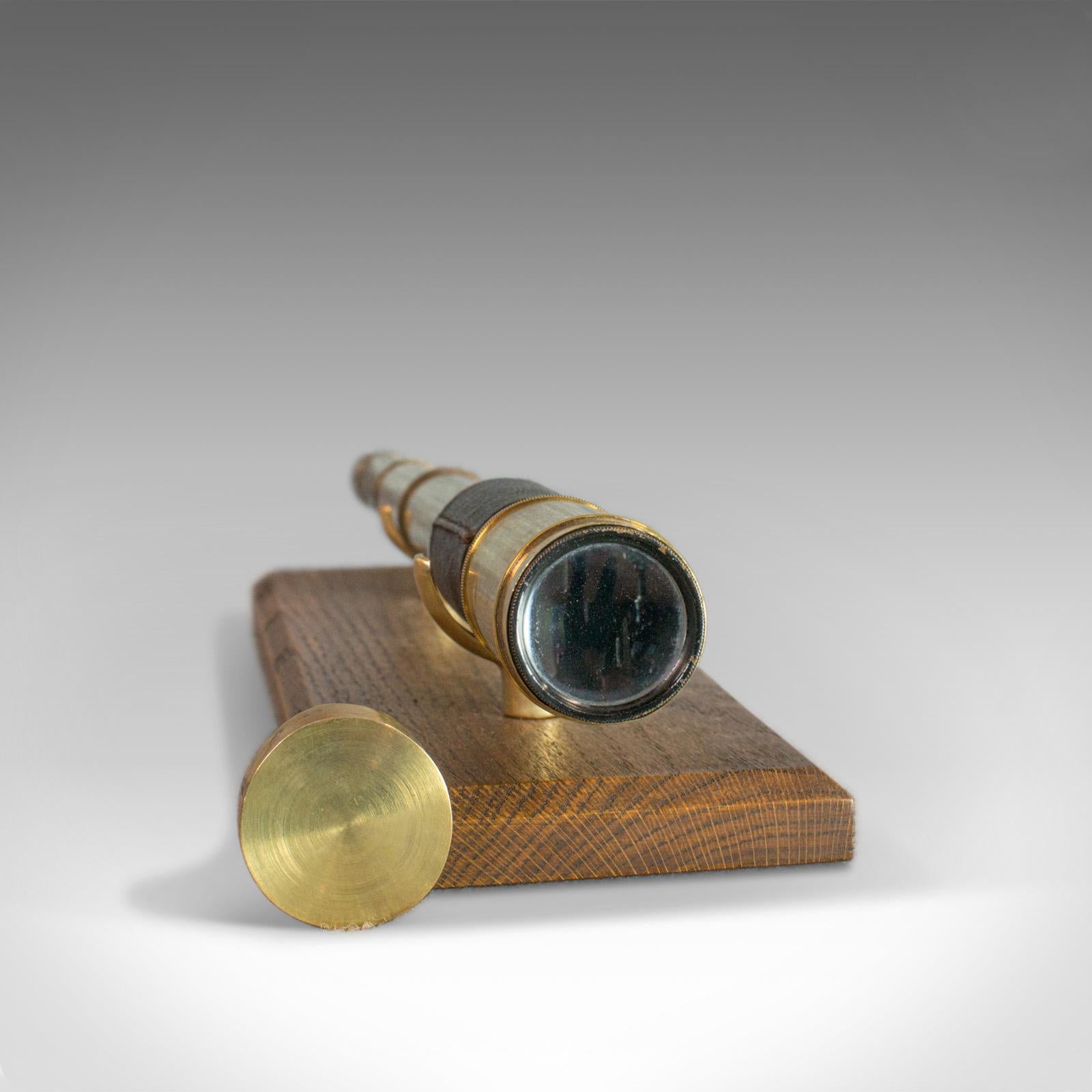 Antique Pocket Telescope, Three Draw, Refractor, English, Victorian, circa 1880 2