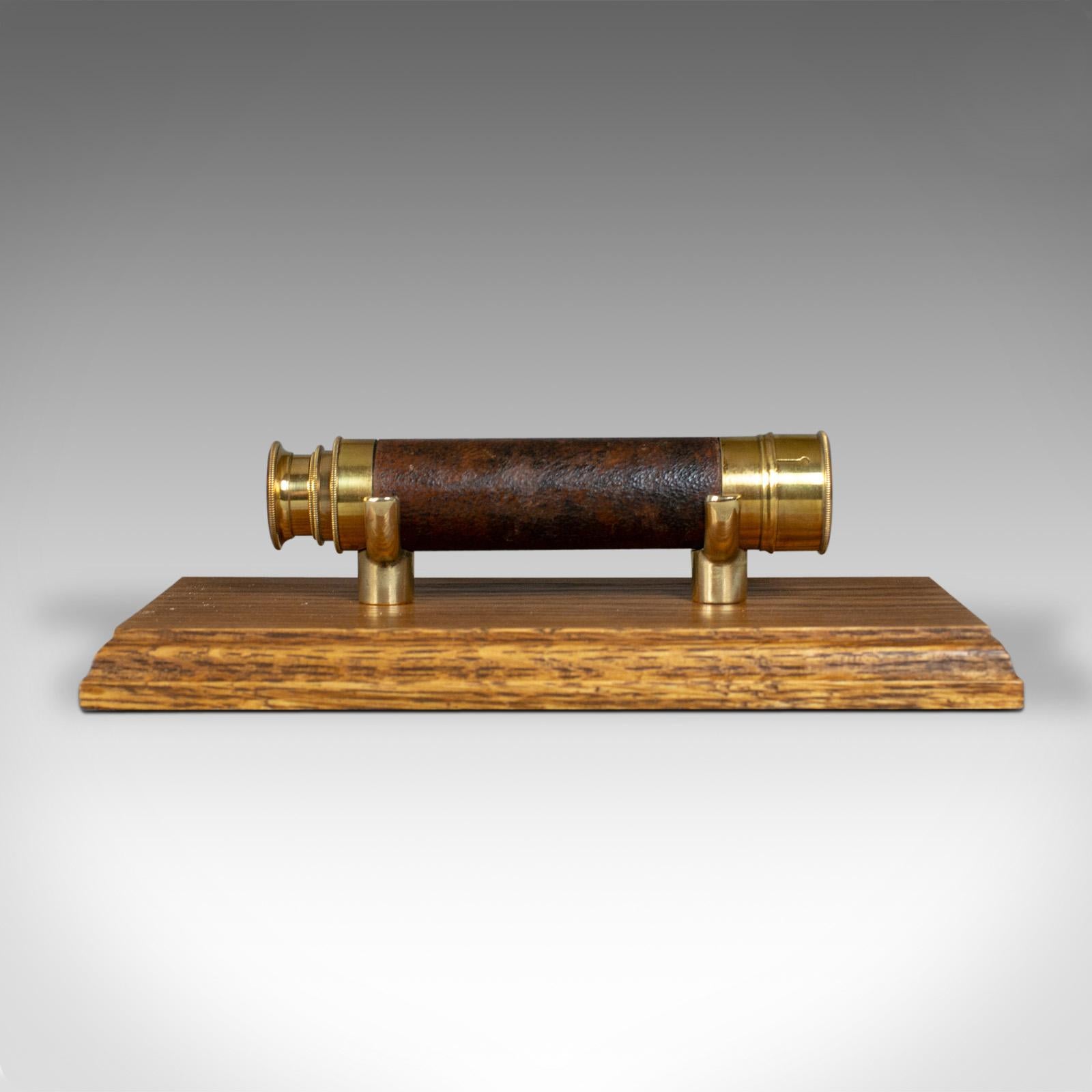 Antique Pocket Telescope, Three Draw, Refractor, English, Victorian, circa 1890 In Good Condition In Hele, Devon, GB