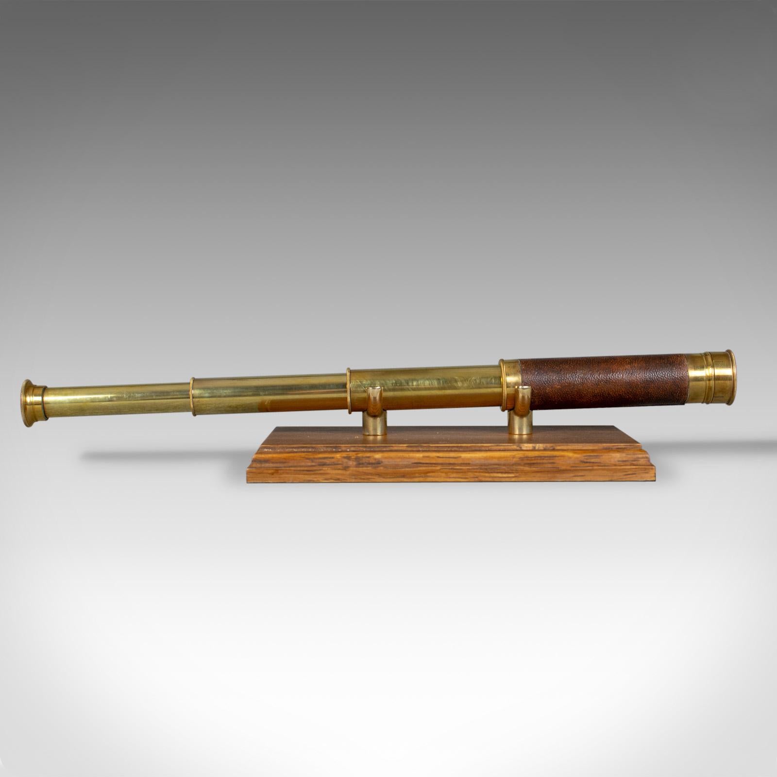 This is an antique pocket telescope, a three draw refractor for terrestrial or astronomical use. An English Victorian Scope dating to the late 19th century circa 1895.

Perfect for bird watching, landscape appreciation, wildlife, or maritime
