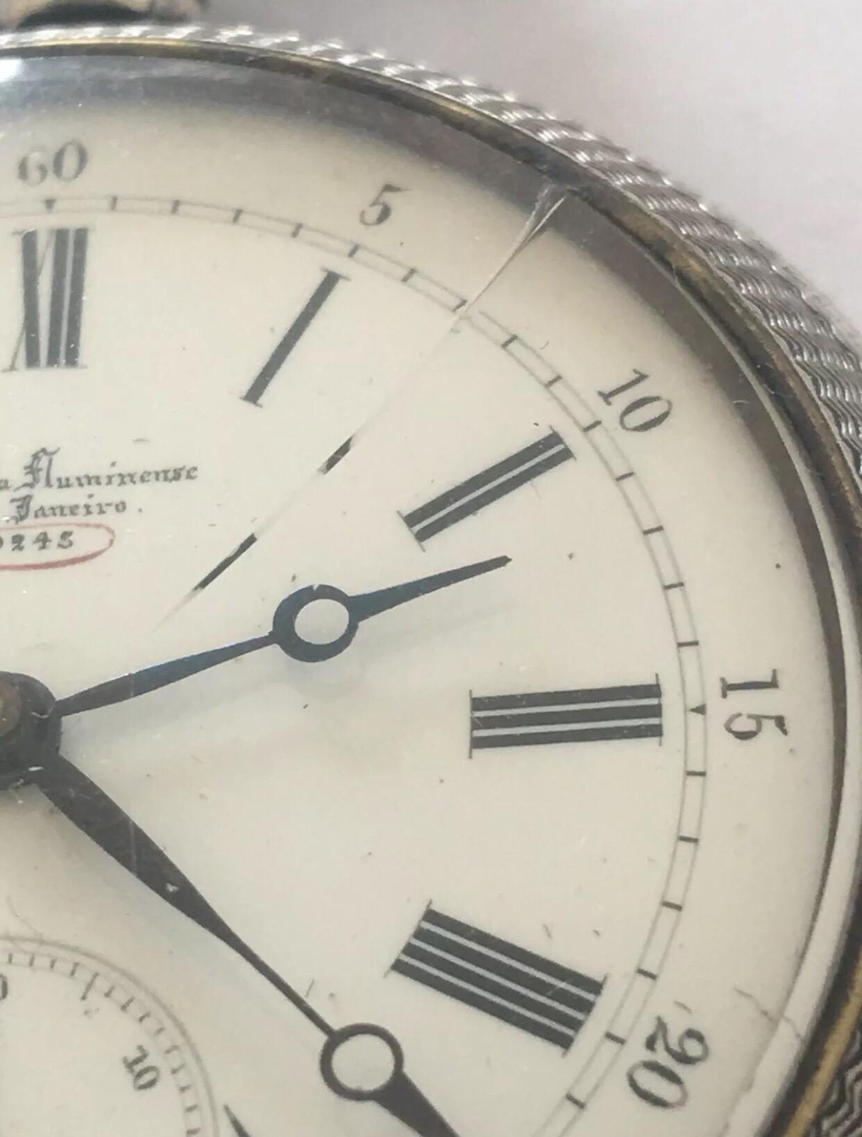 Antique Pocket Watch Signed a Pendula Numinense, Rio de Janeiro N20248 For Sale 2
