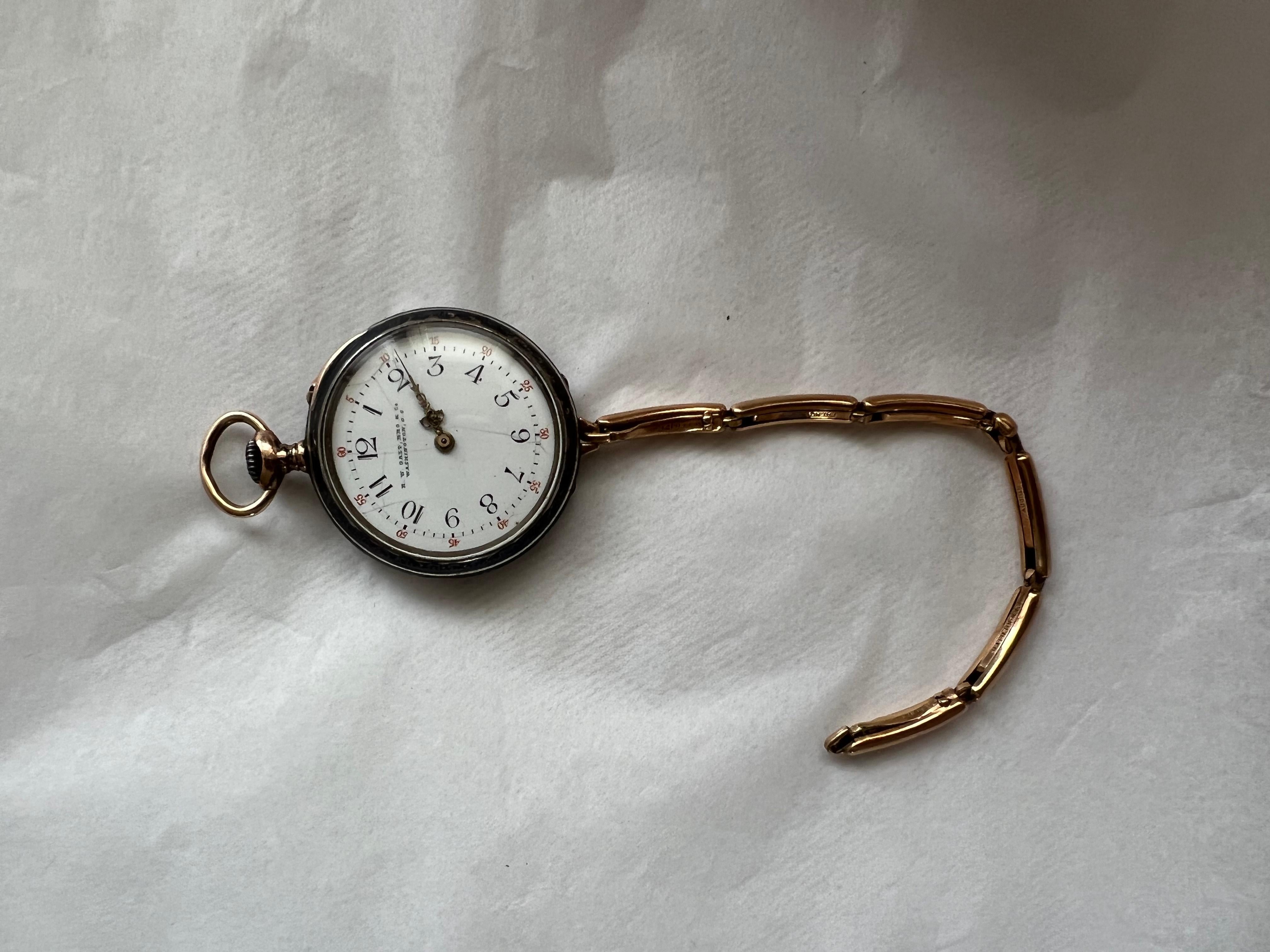 Antique Pocket Watch Silver Case Gold Filled Galt Vintage Estate 3