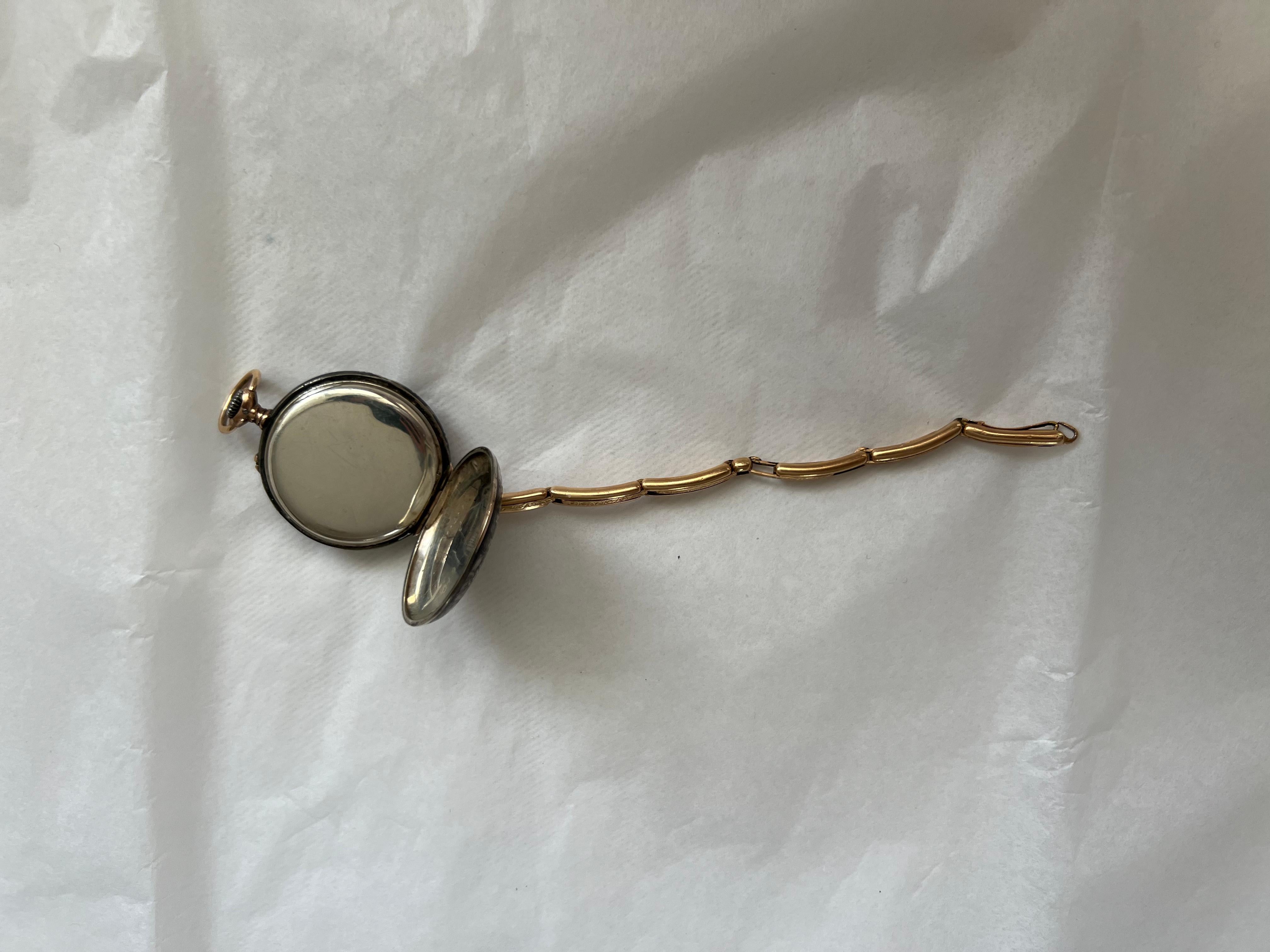 Antique Pocket Watch Silver Case Gold Filled Galt Vintage Estate 5