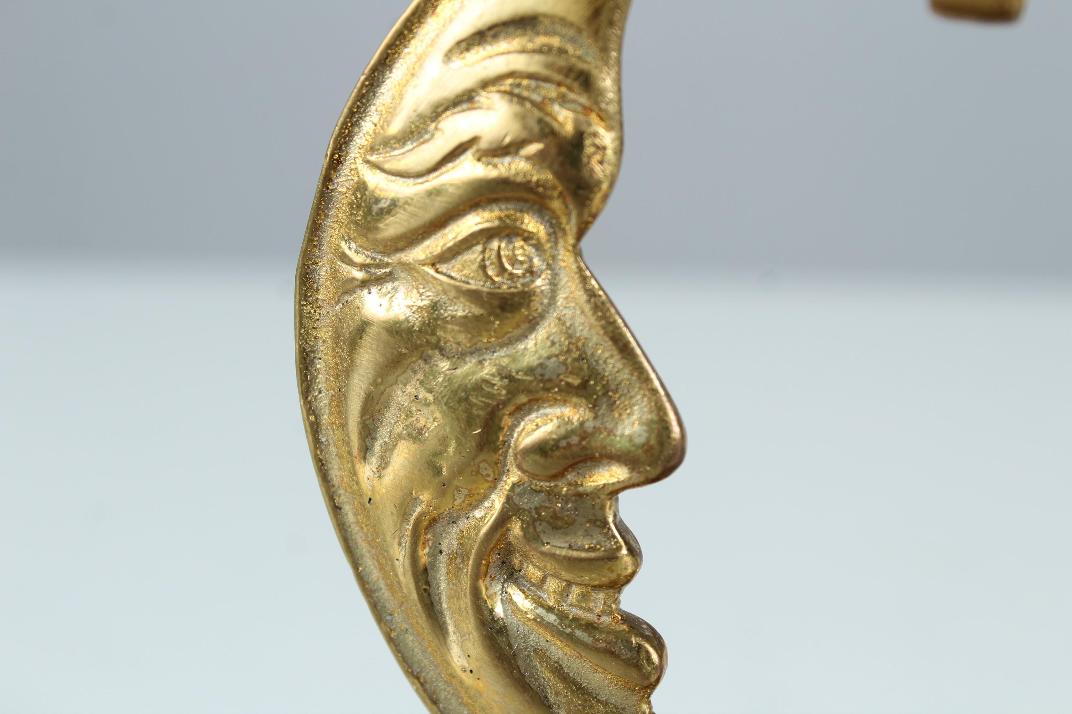 Arte Antiques Pocket Watch Stand Moon, Brass, Art Nouveau, France, 1910s Bon état à Greven, DE