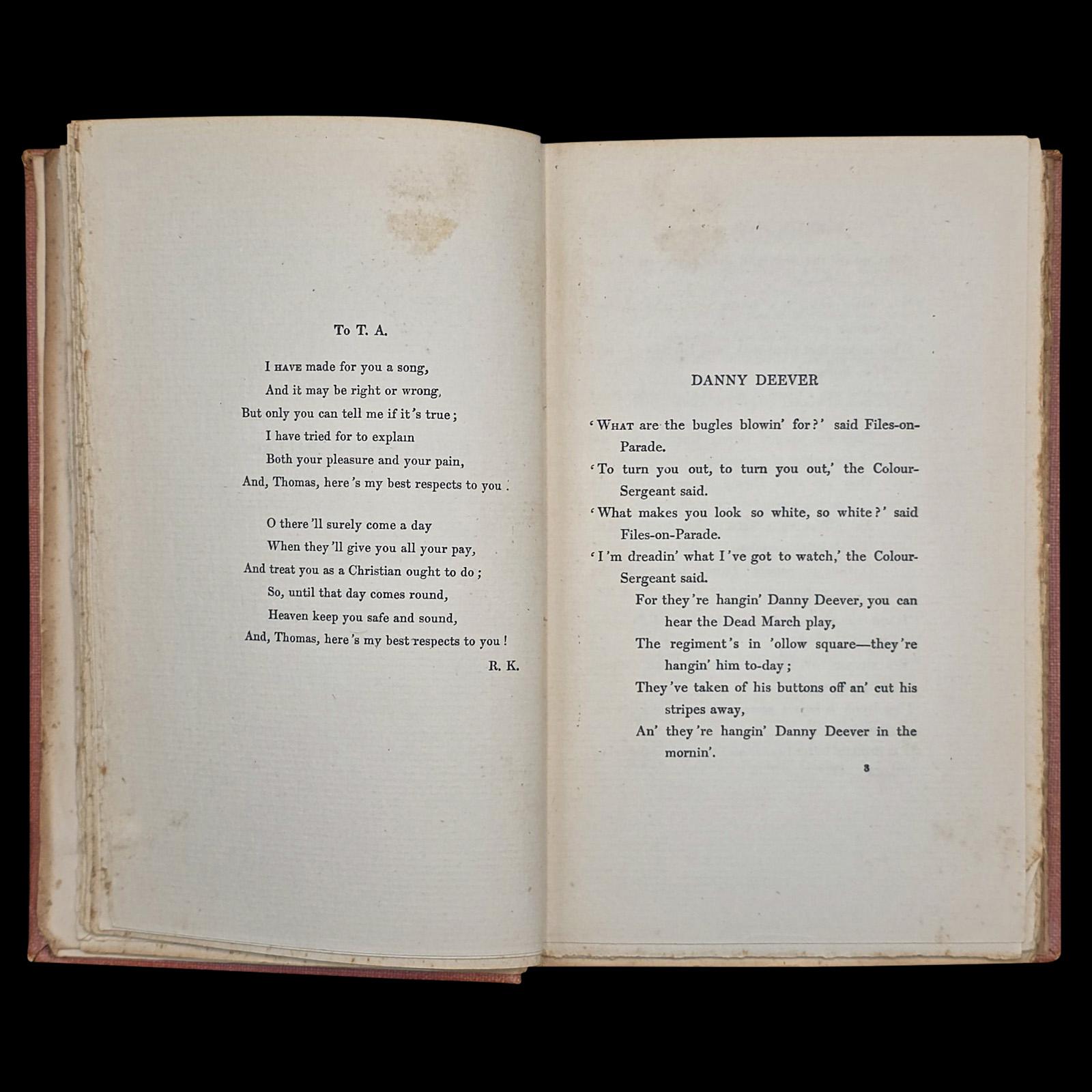 Antike Poesie Buch, Barrack Room Balladen, Rudyard Kipling, Literarische Klassiker (Britisch) im Angebot