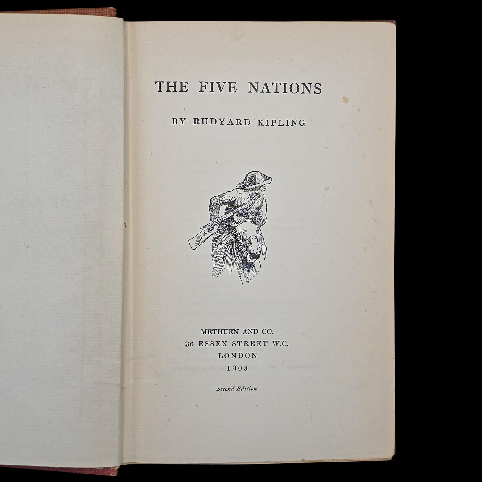 Edwardian Antique Poetry Book, The Five Nations, Rudyard Kipling, Poems, Literary Classic For Sale