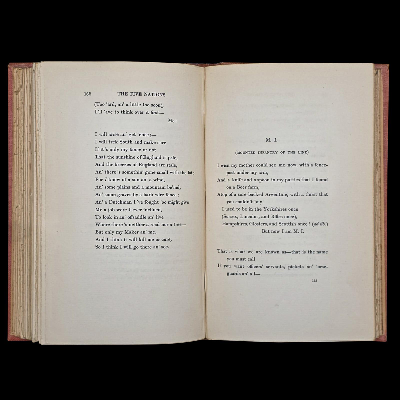 Antique Poetry Book, The Five Nations, Rudyard Kipling, Poems, Literary Classic For Sale 2