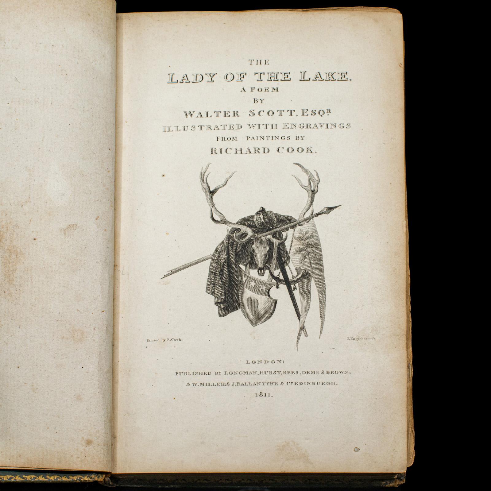 Britannique Livre de poésie ancien The Lady Of The Lake, Walter Scott, première édition géorgienne en vente
