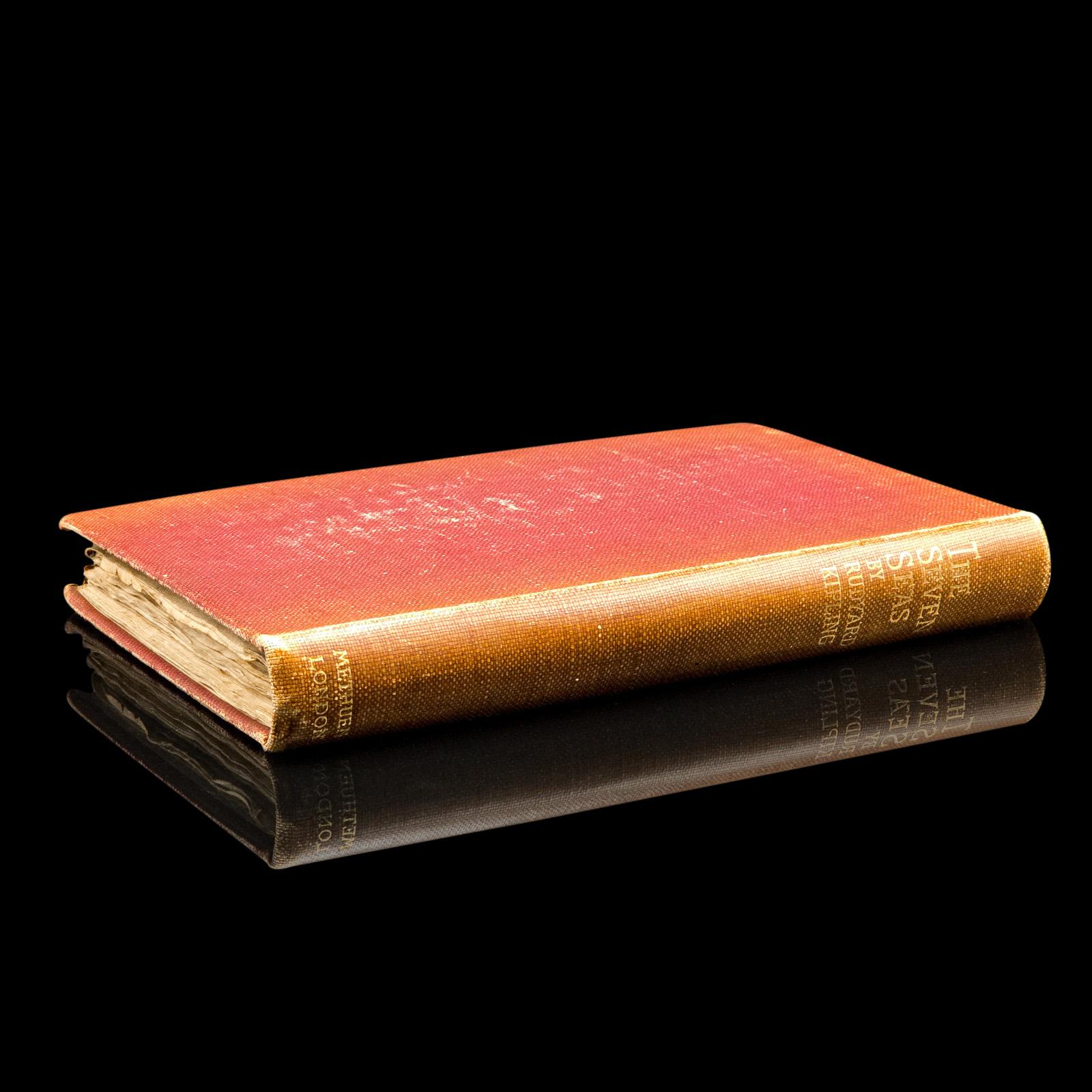 This is an antique first edition copy of The Five Nations by Rudyard Kipling, a superb example of a bound and illustrated poetry collection dating to 1896. Retaining its intact, original order with light age markings, this volume presents a