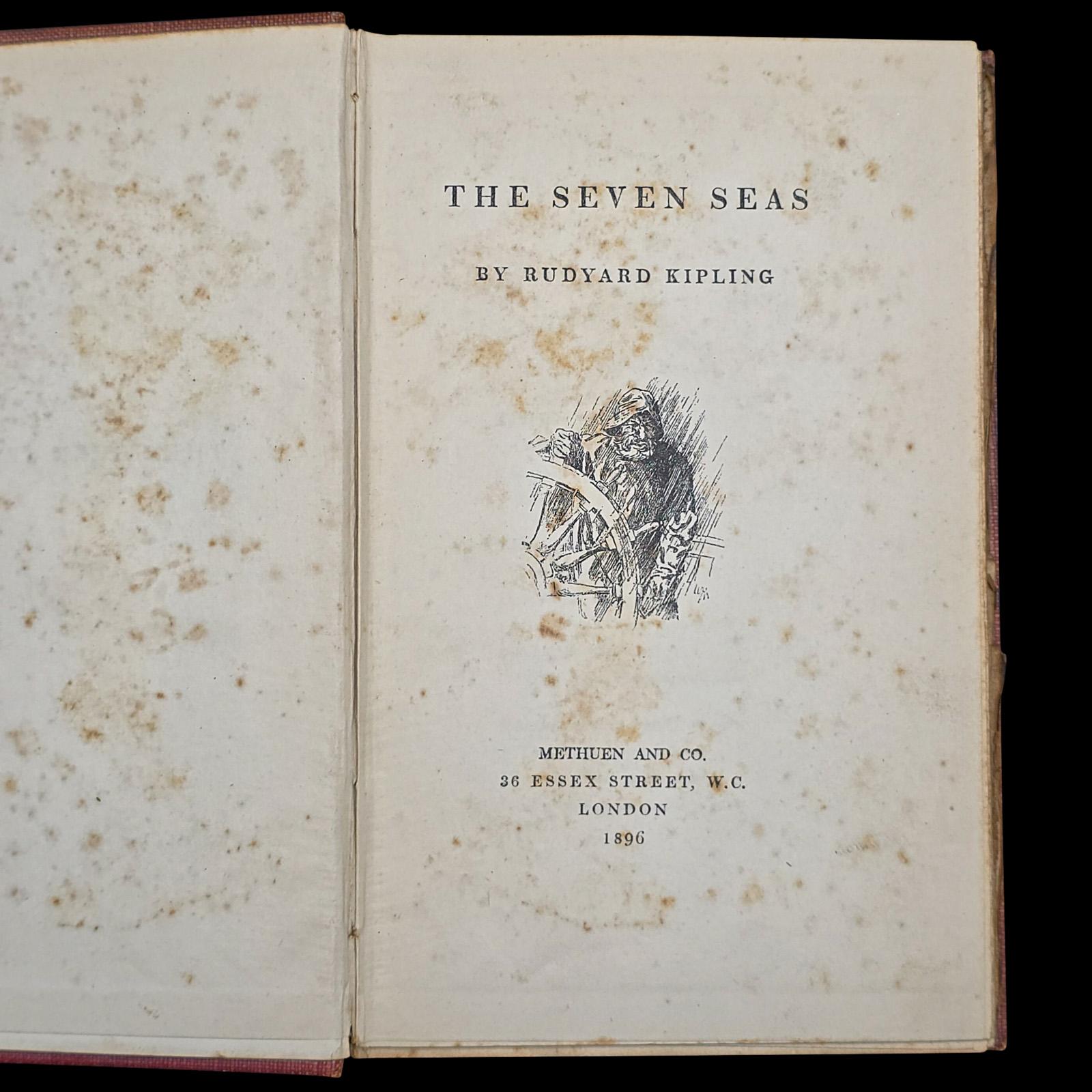 Edwardian Antique Poetry Book, The Seven Seas, Rudyard Kipling, Poems, Literary Classic For Sale