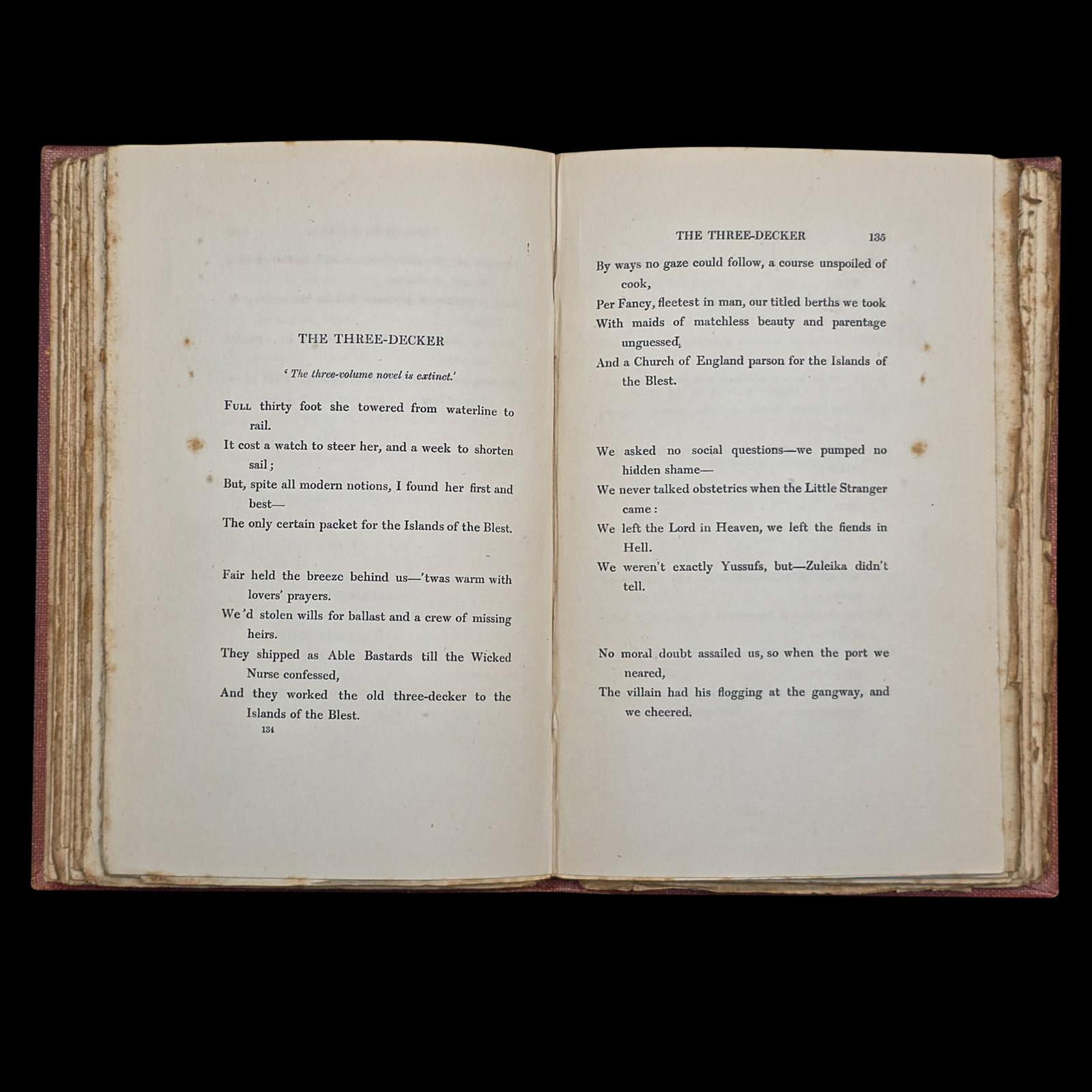 Antique Poetry Book, The Seven Seas, Rudyard Kipling, Poems, Literary Classic For Sale 2