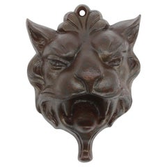 Antique Pointy Ear Cast Iron Lion Head Wall Mount