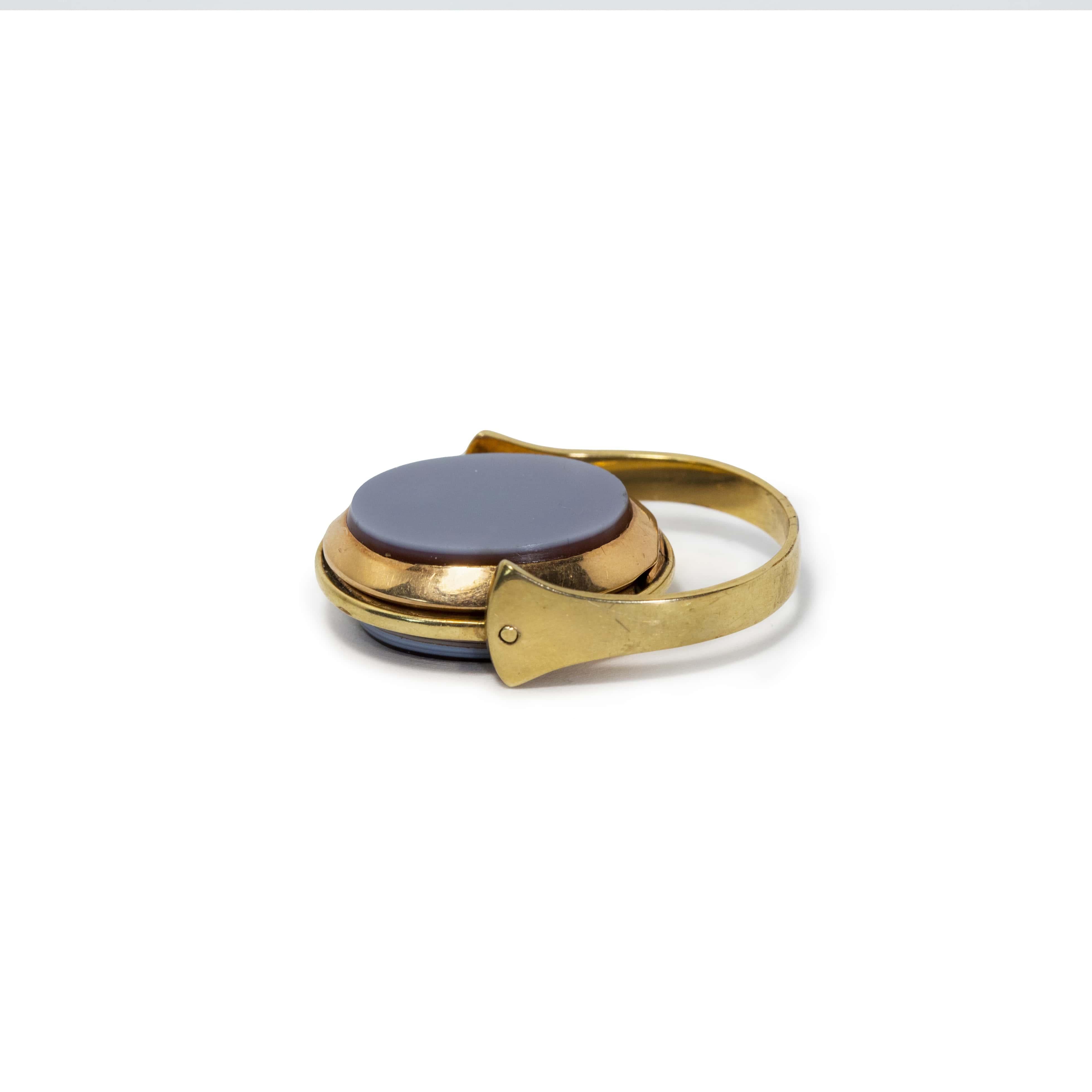Antique Poison Locked Ring in 10 Karat For Sale 1